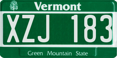 VT license plate XZJ183