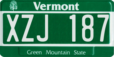 VT license plate XZJ187