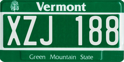 VT license plate XZJ188