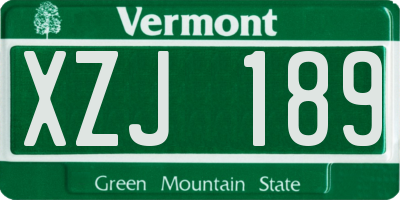 VT license plate XZJ189