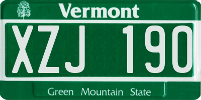 VT license plate XZJ190
