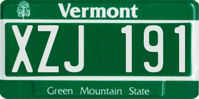 VT license plate XZJ191