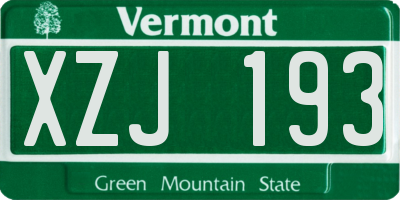 VT license plate XZJ193