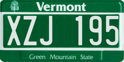 VT license plate XZJ195