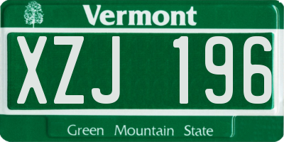 VT license plate XZJ196