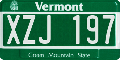 VT license plate XZJ197