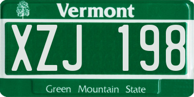 VT license plate XZJ198