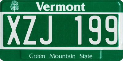 VT license plate XZJ199