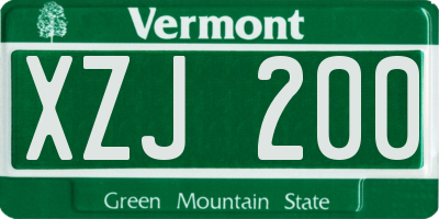 VT license plate XZJ200