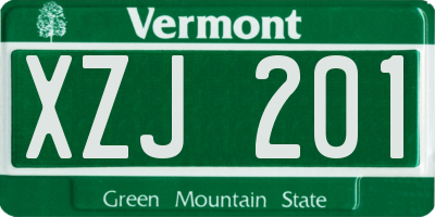 VT license plate XZJ201