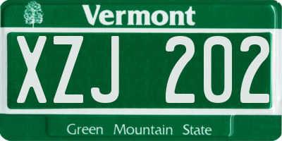 VT license plate XZJ202