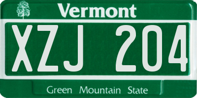 VT license plate XZJ204