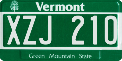 VT license plate XZJ210