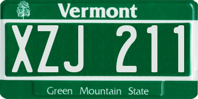 VT license plate XZJ211
