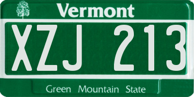 VT license plate XZJ213