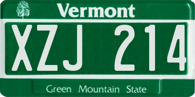 VT license plate XZJ214