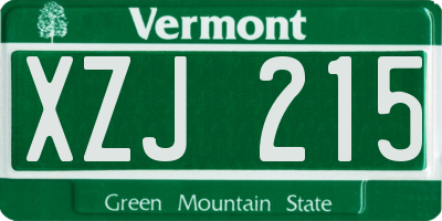 VT license plate XZJ215