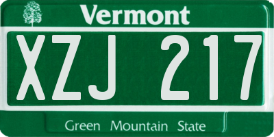 VT license plate XZJ217