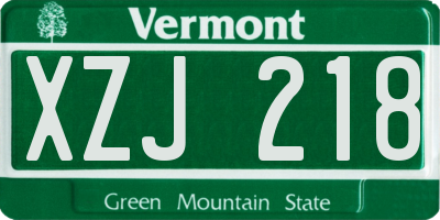 VT license plate XZJ218