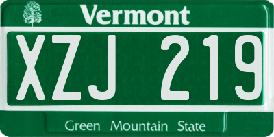 VT license plate XZJ219