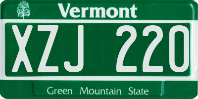 VT license plate XZJ220