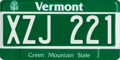 VT license plate XZJ221