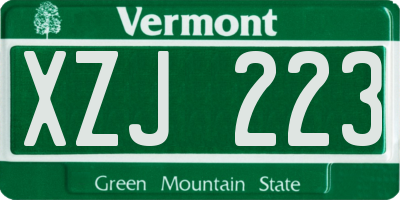 VT license plate XZJ223