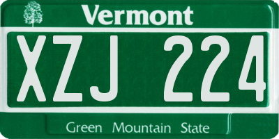 VT license plate XZJ224