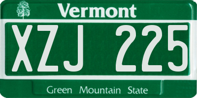 VT license plate XZJ225