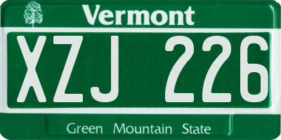 VT license plate XZJ226