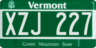 VT license plate XZJ227