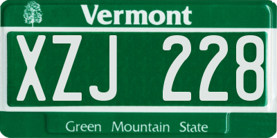 VT license plate XZJ228