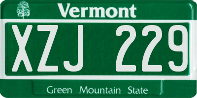 VT license plate XZJ229