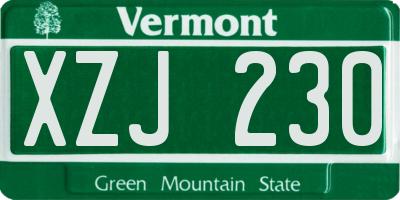 VT license plate XZJ230