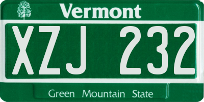 VT license plate XZJ232