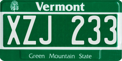 VT license plate XZJ233