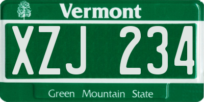 VT license plate XZJ234