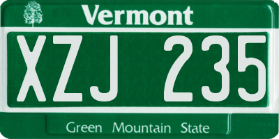 VT license plate XZJ235