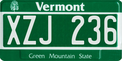 VT license plate XZJ236