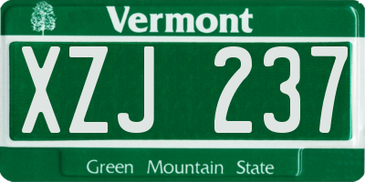 VT license plate XZJ237