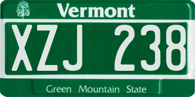 VT license plate XZJ238