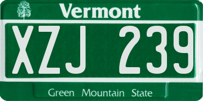 VT license plate XZJ239