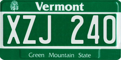 VT license plate XZJ240