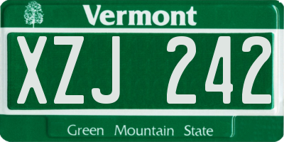 VT license plate XZJ242
