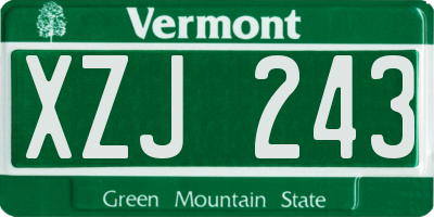 VT license plate XZJ243