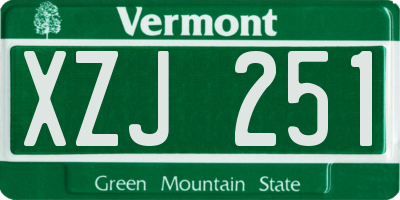 VT license plate XZJ251