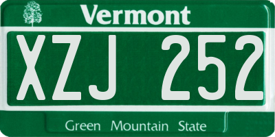 VT license plate XZJ252