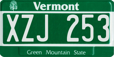 VT license plate XZJ253