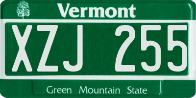 VT license plate XZJ255