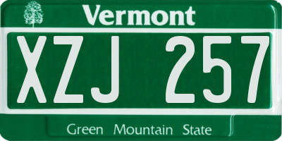 VT license plate XZJ257